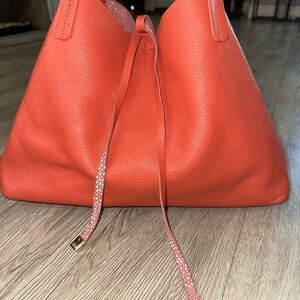Coral Vegan Leather Spring Tote Bag Purse